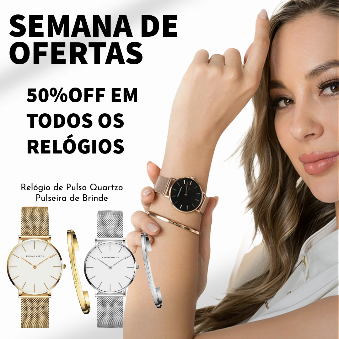 Relógio de Pulso Quartzo + Pulseira de Brinde